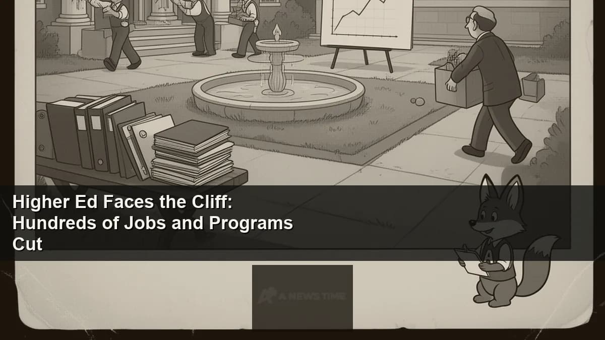 Empty university lecture hall representing declining enrollment and higher education program cuts