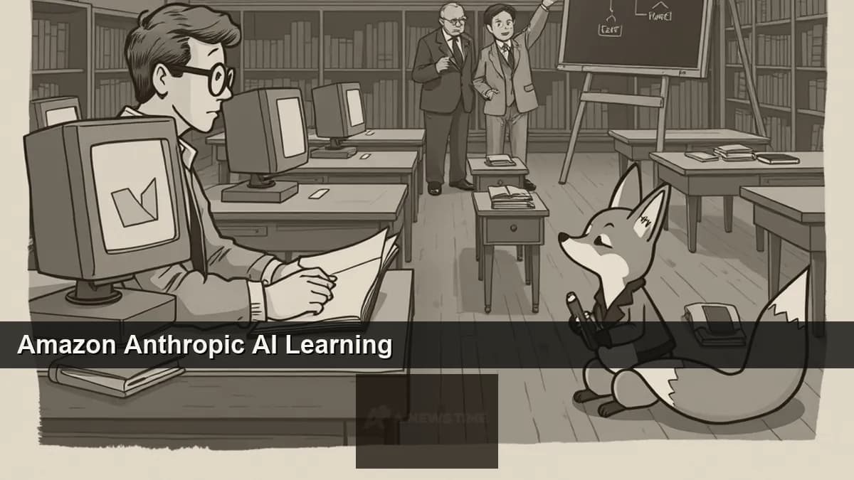 Professional adult learner at laptop taking an AWS AI certification course with cloud infrastructure diagrams visible on screen