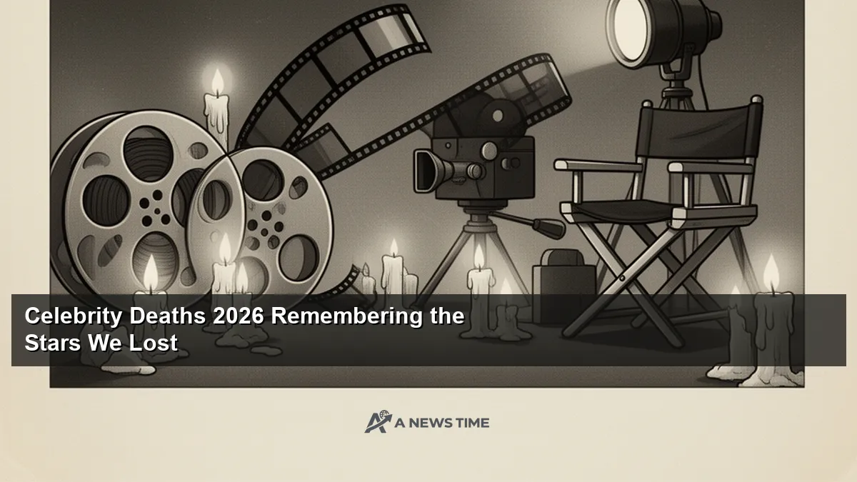 Memorial collage honoring celebrities and entertainment stars who passed away in 2026