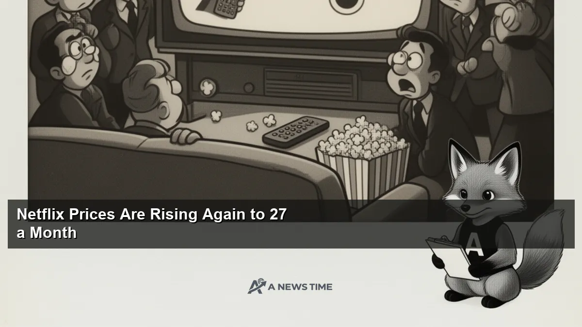 Netflix logo on television screen with price increase notification displayed to subscribers