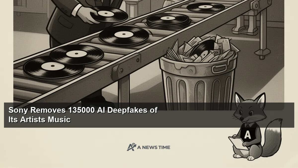 Music streaming interface showing AI deepfake songs mixed with legitimate artist tracks