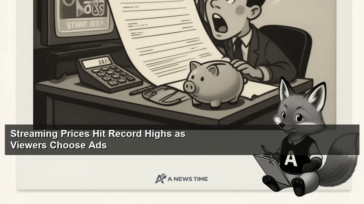 Streaming service logos on smartphone screen showing rising subscription price tiers