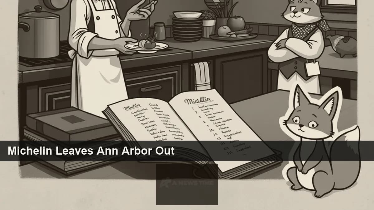 Michelin Guide red book alongside plates from Ann Arbor restaurants representing the regional food community reaction to being left off the Great Lakes edition city list