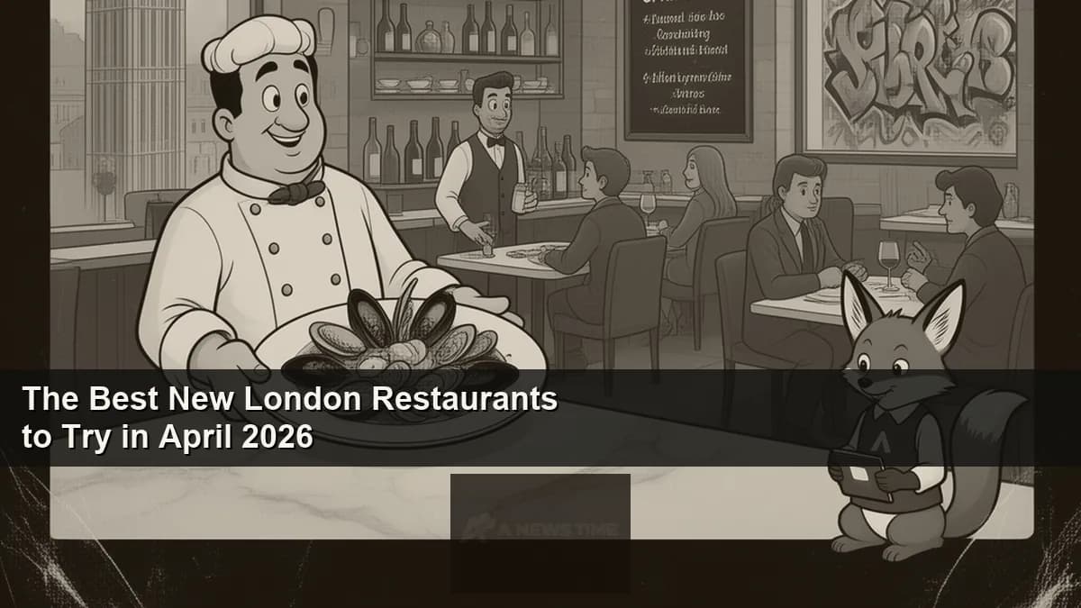 Elegant London restaurant dining room with arched windows and seasonal British produce display