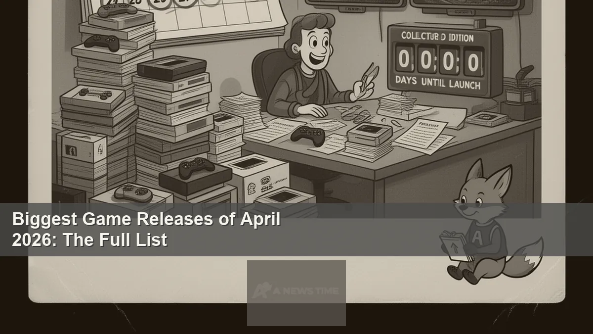 April 2026 gaming calendar collage showing Saros, Starfield PS5, Diablo 4 and Pragmata key art