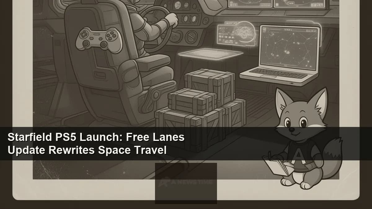 Starfield PS5 ship cockpit view with cruise mode enabled over a ringed alien planet