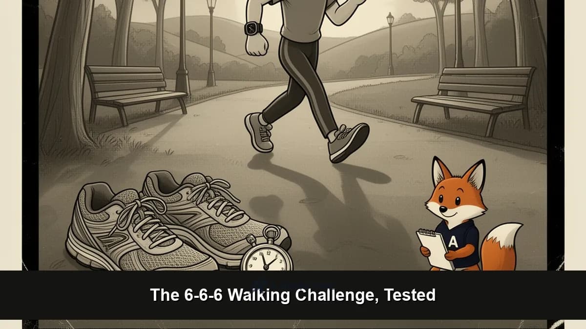 Person in athleisure walking briskly through city park at sunrise demonstrating viral 6-6-6 walking challenge low-impact cardio fitness routine