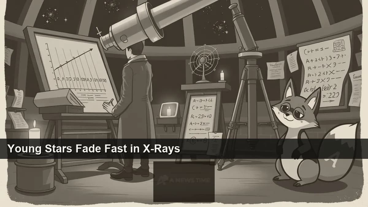 Chandra X-ray Observatory image of a young sun-like star cluster with fading X-ray emissions representing the accelerated stellar fade rate habitability implications