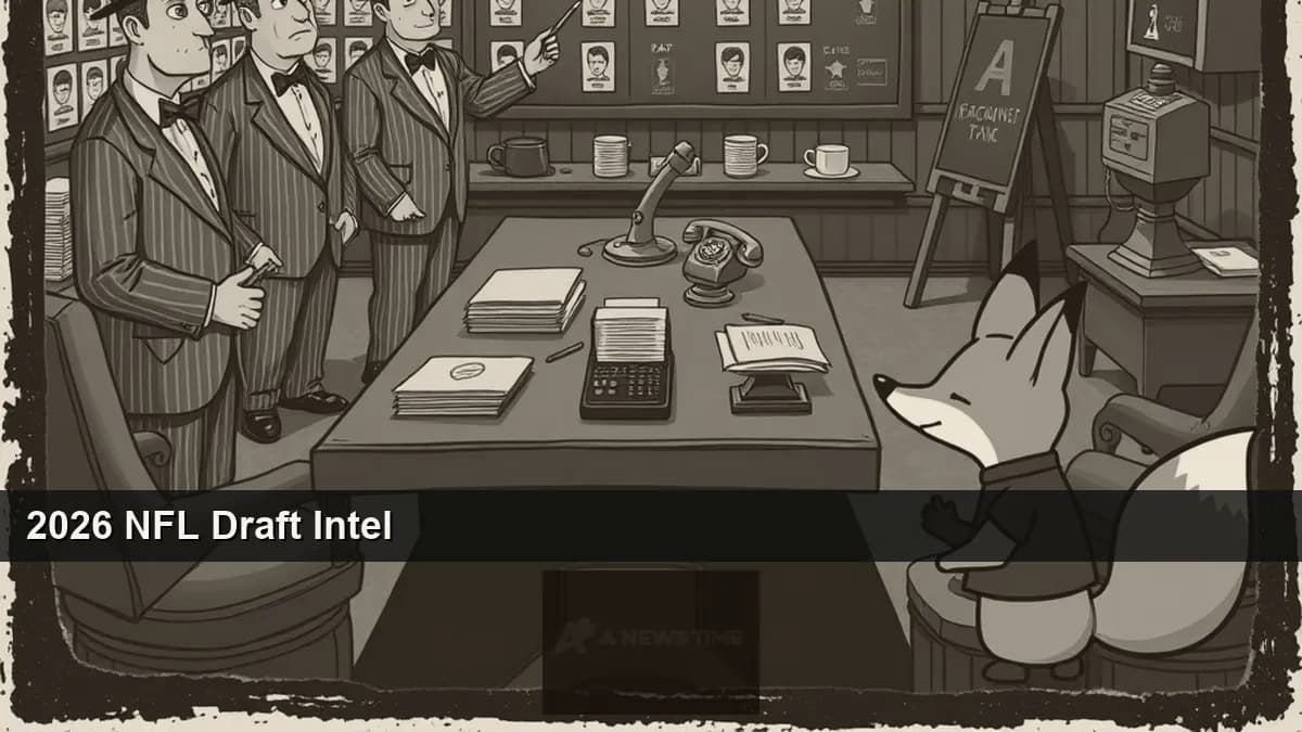 NFL Draft stage lights and team logos ahead of the 2026 draft first round in Pittsburgh with Brown Love and Simpson headlining trade and pick storylines