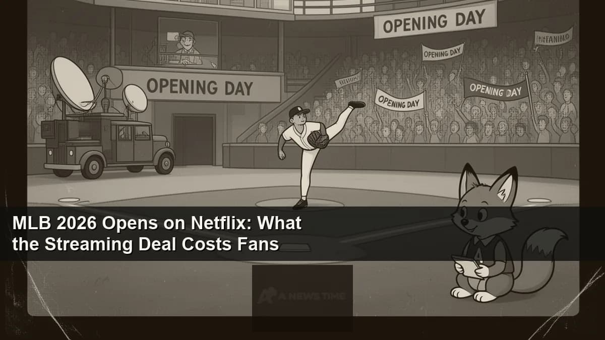 Oracle Park San Francisco baseball stadium on opening day with Netflix streaming logo overlay