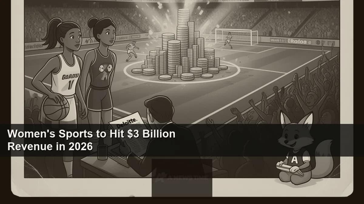 Women athletes celebrating on soccer field with packed stadium crowd visible in the background