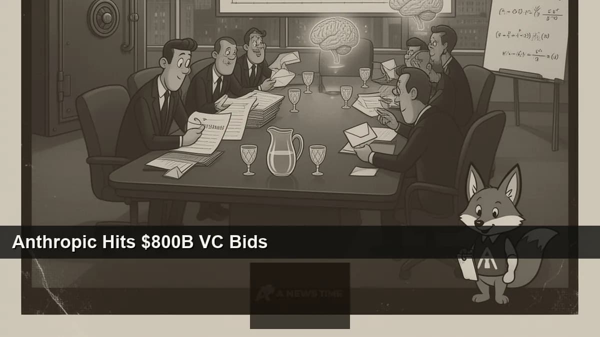 Abstract financial visualization of Anthropic Claude AI company valuation soaring past 800 billion dollars