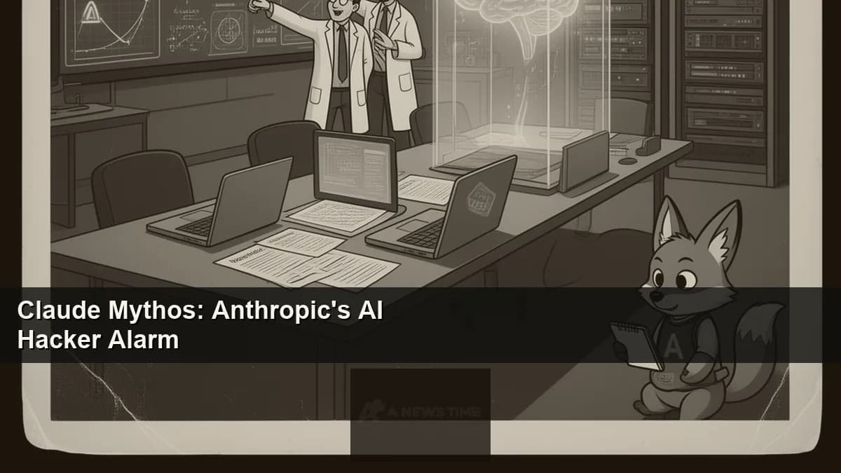 Abstract monochrome illustration of Claude Mythos AI model with Project Glasswing security shield over code