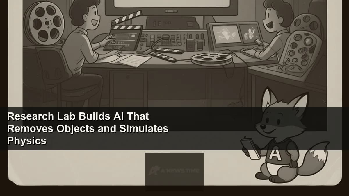Film editing workstation screen showing AI-powered object removal from video footage with physics simulation