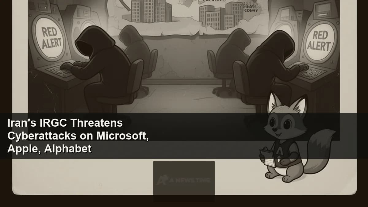 Cybersecurity threat alert screen representing IRGC cyberattack threat against US tech companies