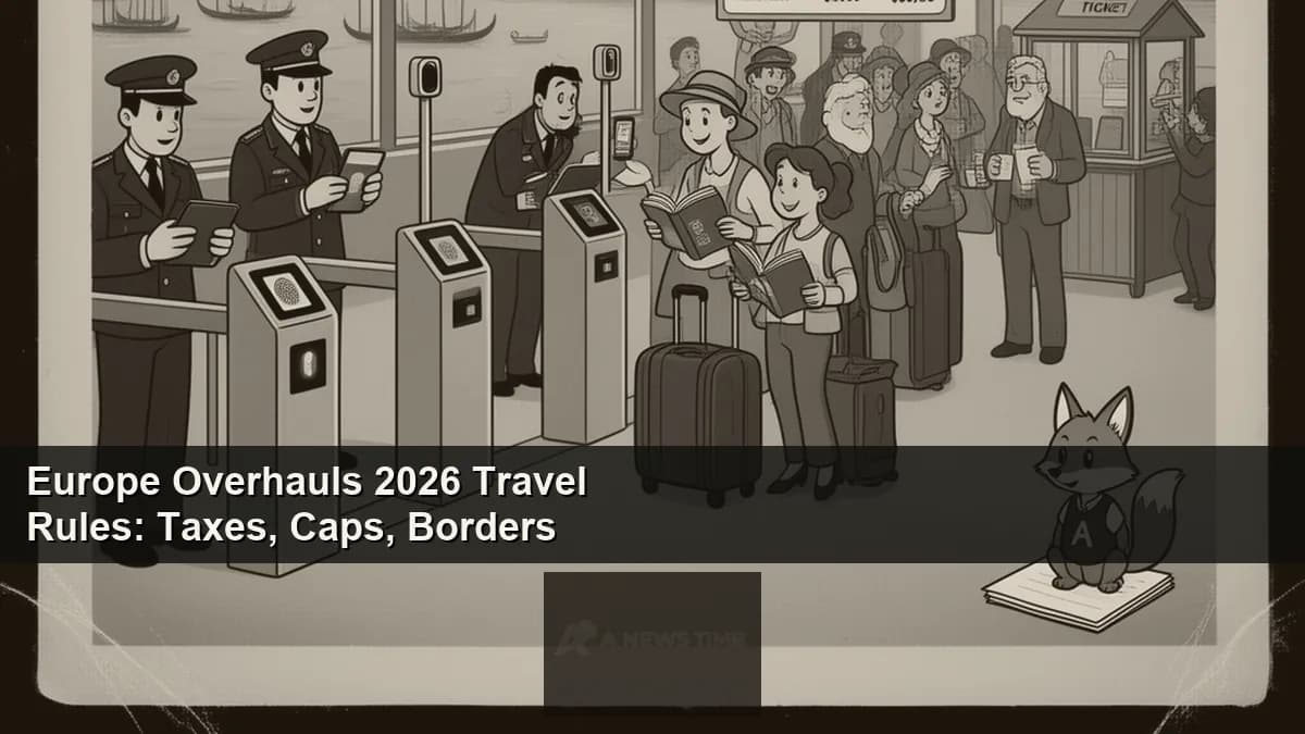 European airport border checkpoint with digital biometric scanning equipment for travelers