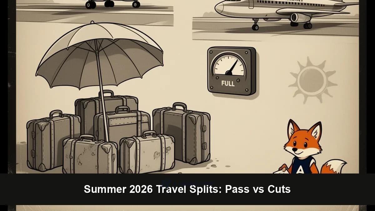 Side-by-side composite of Frontier Airlines Airbus and Delta Air Lines Boeing on tarmac at sunset showing summer 2026 capacity split and pricing tension